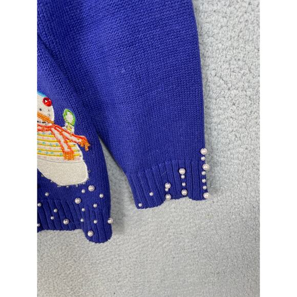 Vintage Storybook Womens Knit Snowman Cardigan Sweater Size M *Flaw - Picture 13 of 16